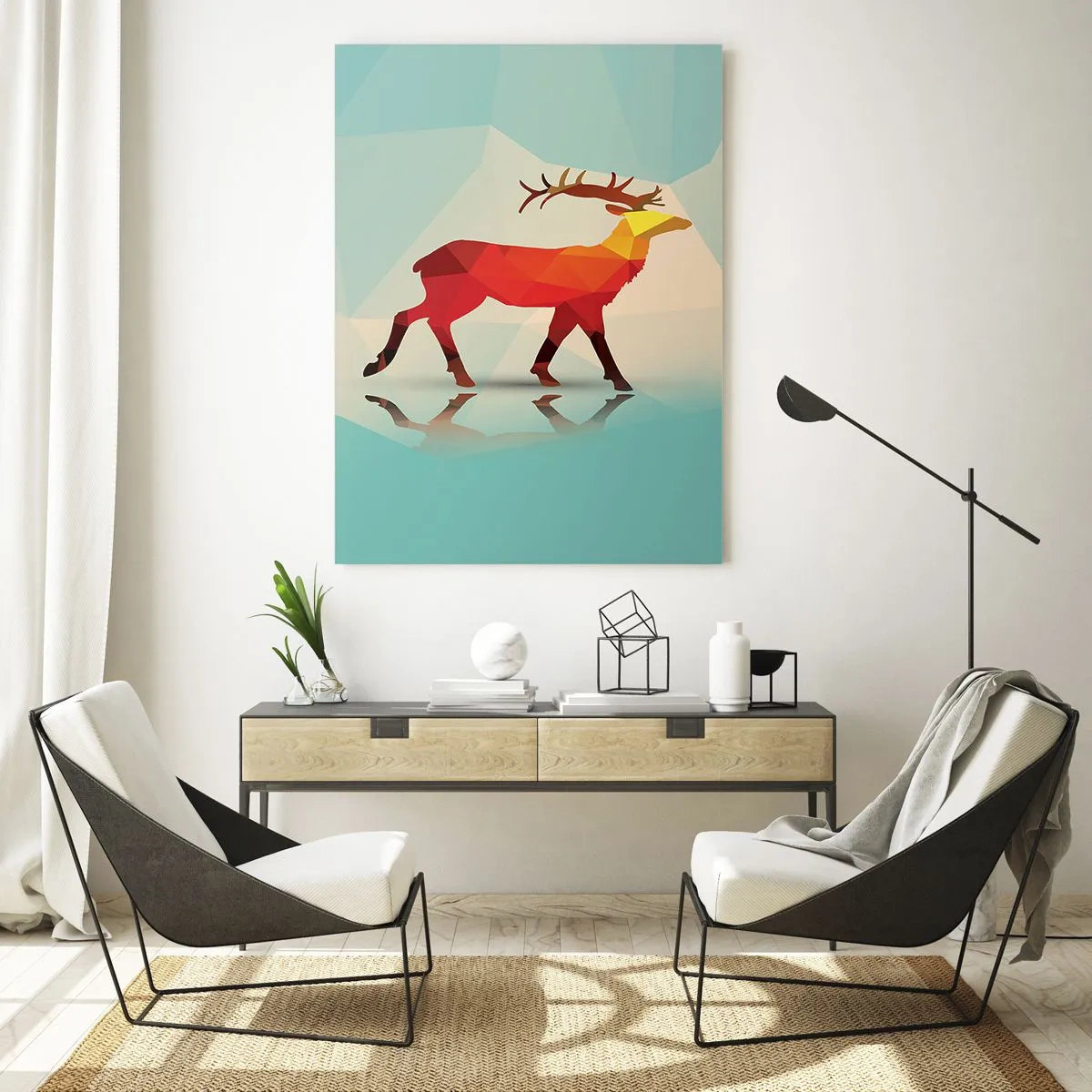 Tablou pe sticlă - Cerb geometric - 50x70 cm