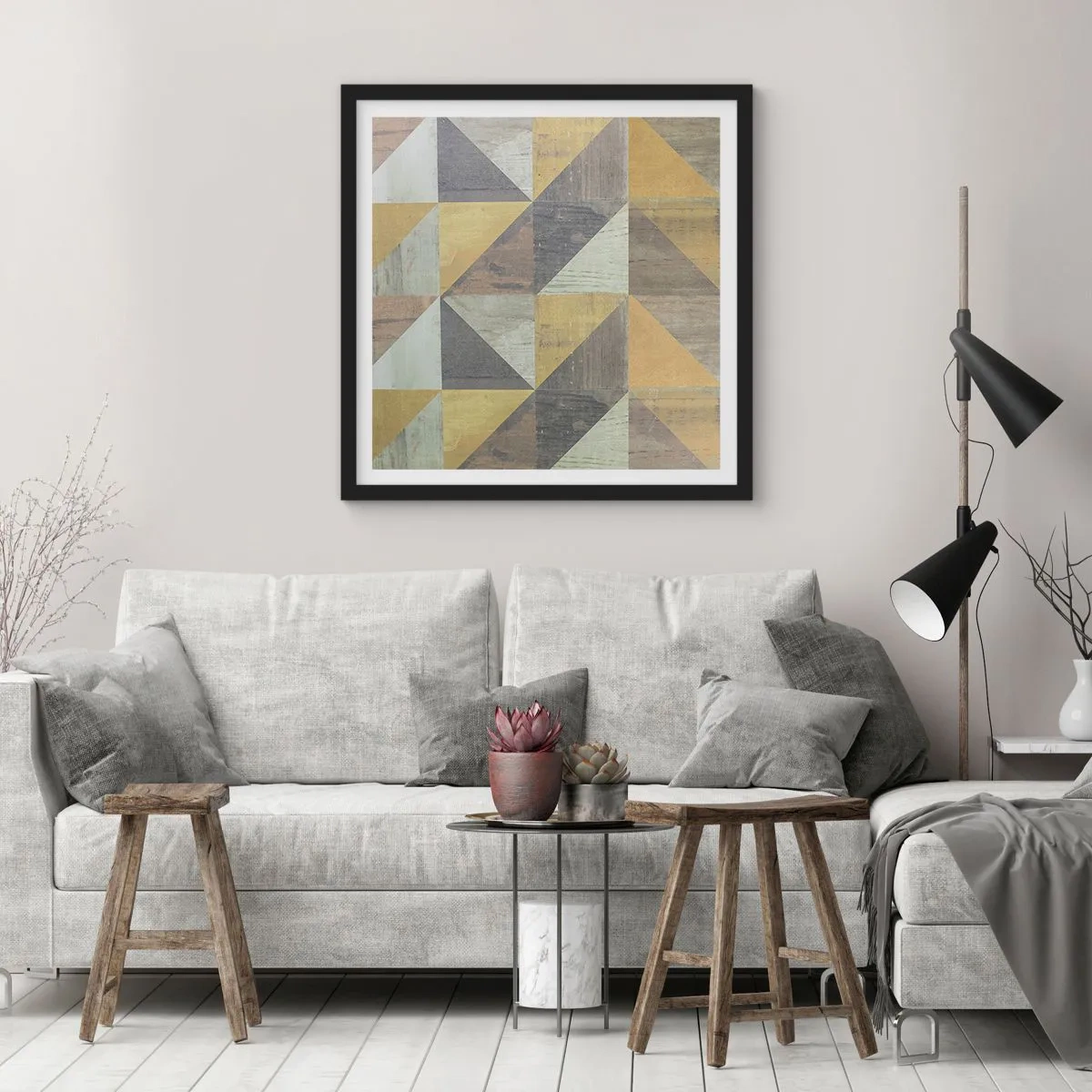 Poster în ramă neagră - La unghiul triunghiului - 30x30 cm