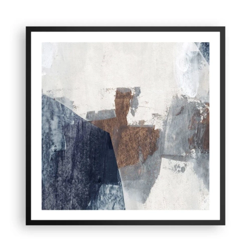 Poster în ramă neagră - Forme albastre-maronii - 60x60 cm
