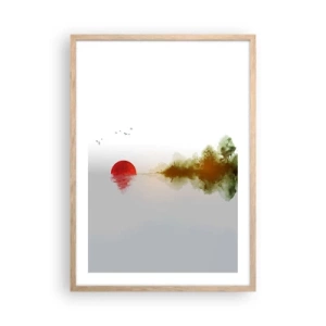 Poster în ramă de stejar deschis - Promisiune de liniște - 50x70 cm