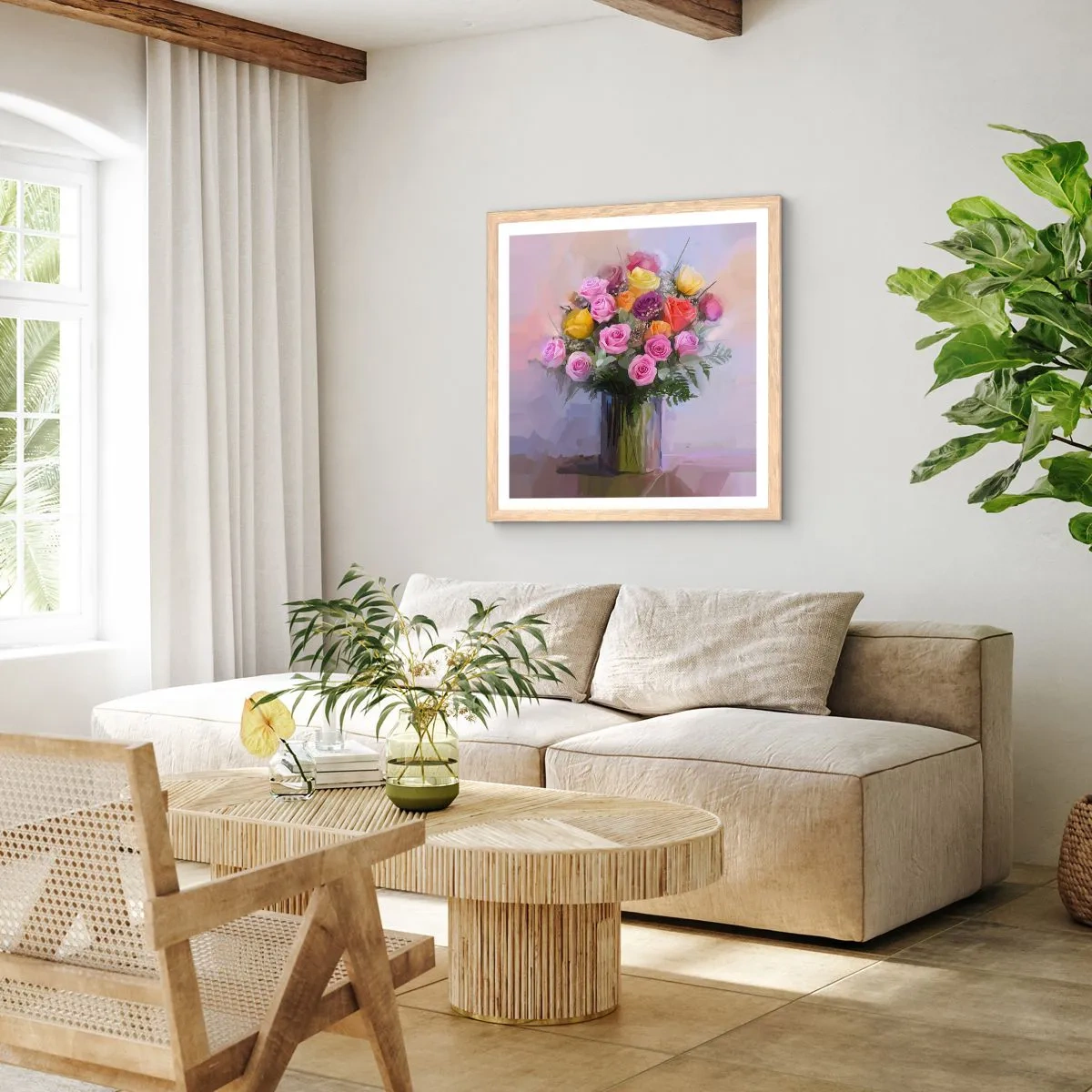 Poster în ramă de stejar deschis - Frumusețe reținută - 30x30 cm