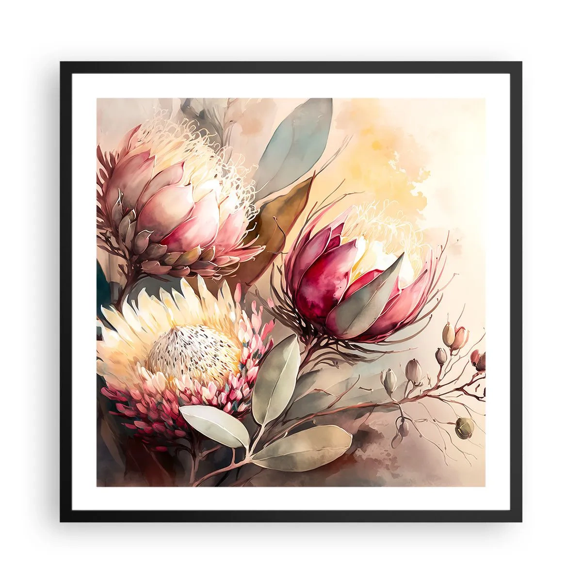 Poster în ramă neagră - Profil și en face - 60x60 cm