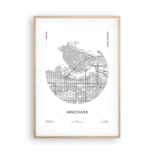 Poster în ramă de stejar deschis - Anatomia Vacouverului - 70x100 cm