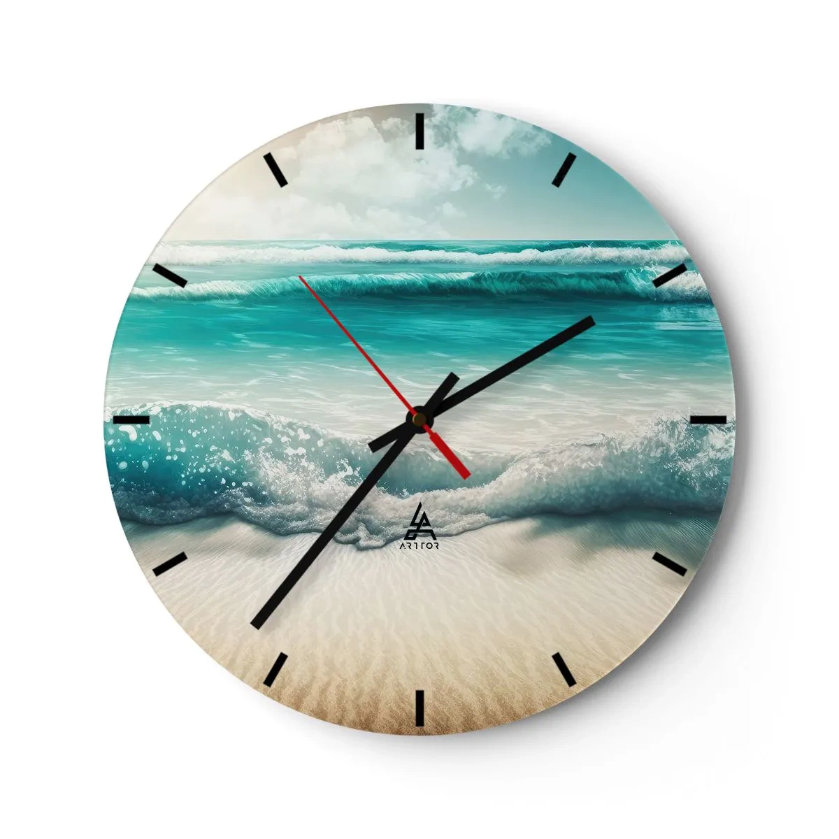 Ceas de perete - Ceas pe sticlă - Calmul oceanului - 40x40 cm