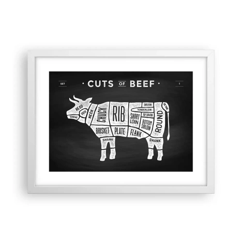 Poster în ramă albă - Abecedar de măcelar - 40x30 cm