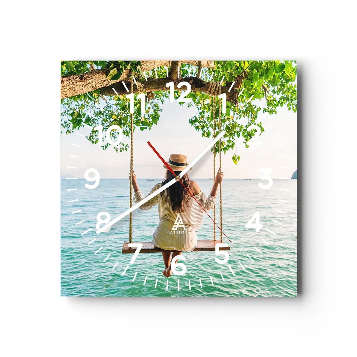 Ceas de perete - Ceas pe sticlă - Viața este frumoasă - 40x40 cm