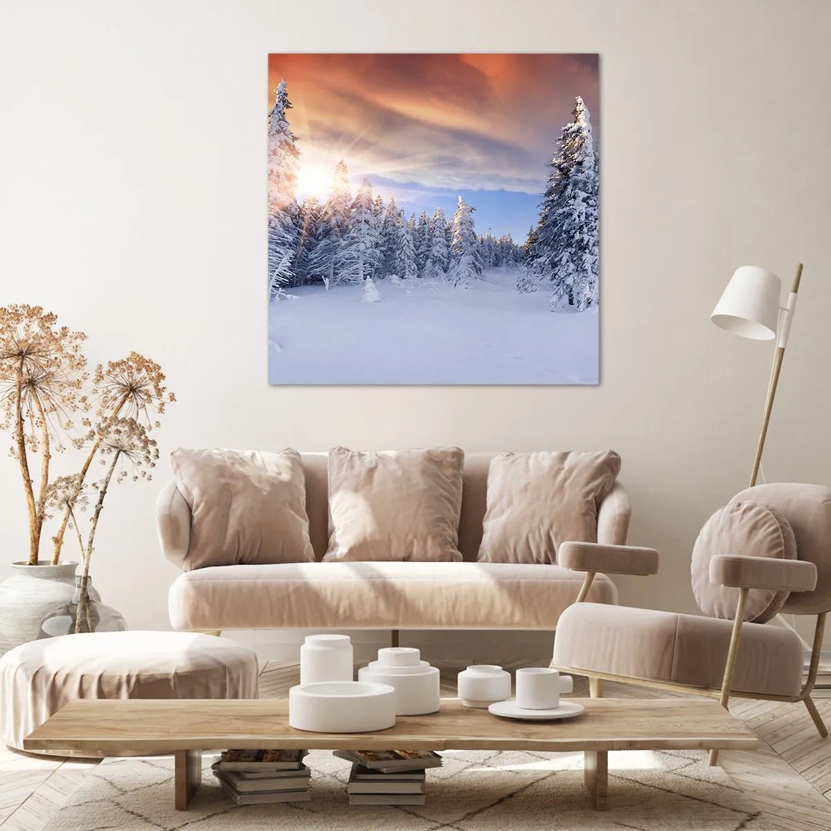 Tablou pe pânză - Spectacolul naturii înzăpezite - 70x70 cm