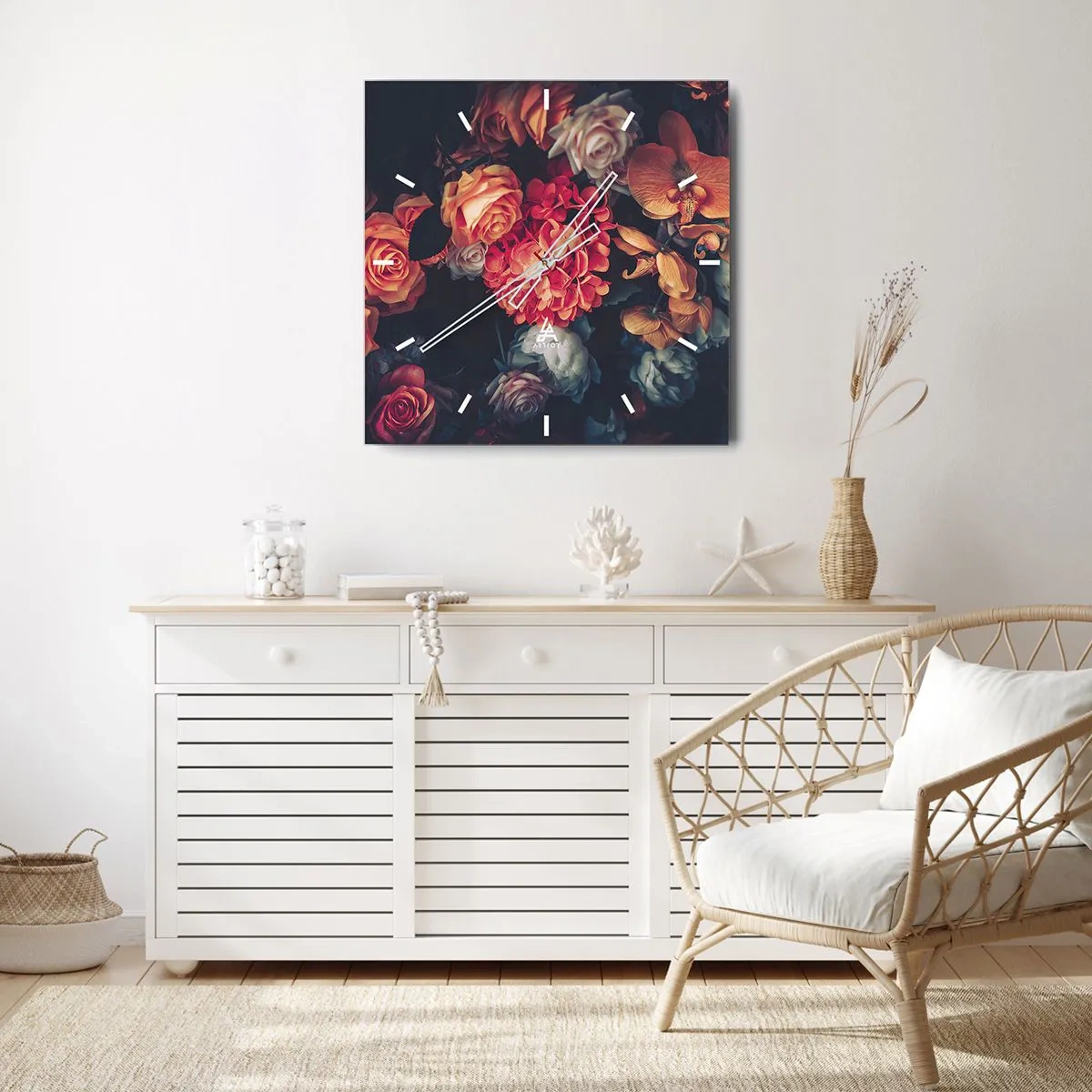 Ceas de perete - Ceas pe sticlă - Ca la maeștri olandezi - 30x30 cm