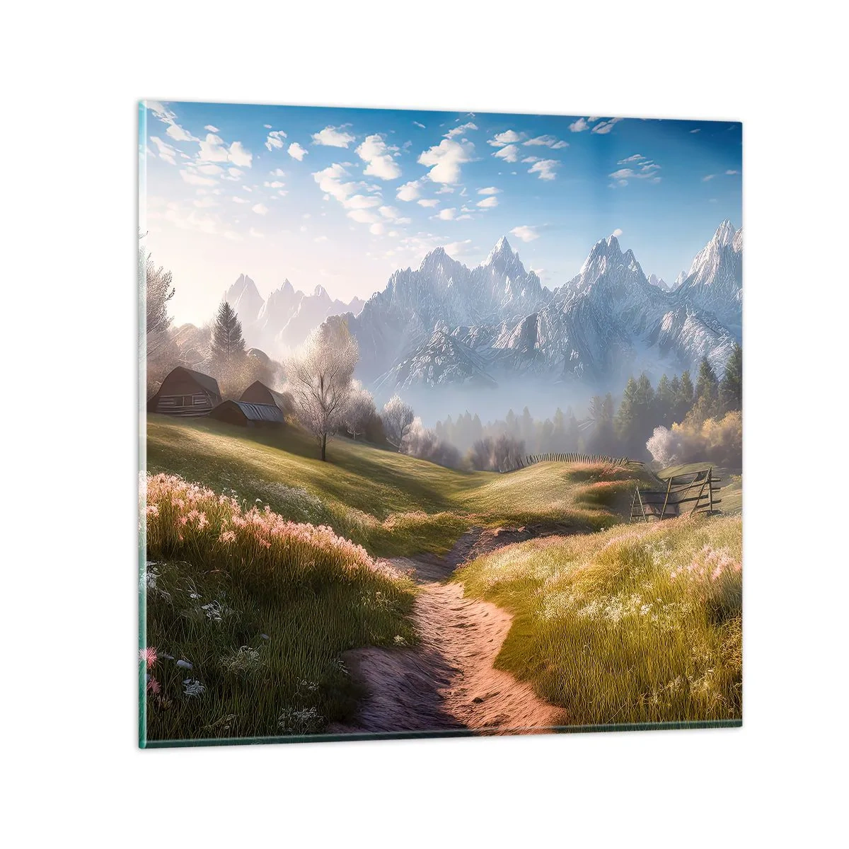 Tablou pe sticlă - Valea idilică - 40x40 cm