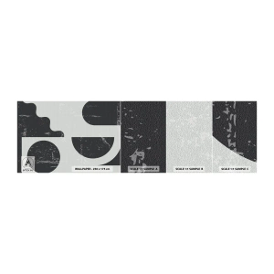 Mostră tapet autocolant Deluxe Sticker - Compoziție deasupra și dedesubt - Abstracția, alb-negru, În vârstă - 100x30 cm