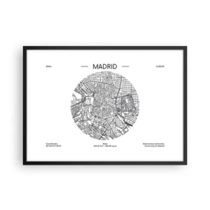 Poster în ramă neagră - Anatomia Madridului - 70x50 cm