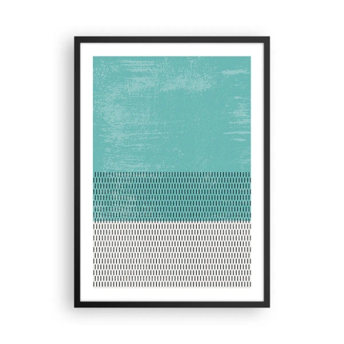 Poster în ramă neagră - Model geometric cu elemente turcoaz și albe într-un stil minimalist - 50x70cm - Compoziție echilibrată - Decorațiune modernă pentru perete pentru living și dormitor ARTTOR