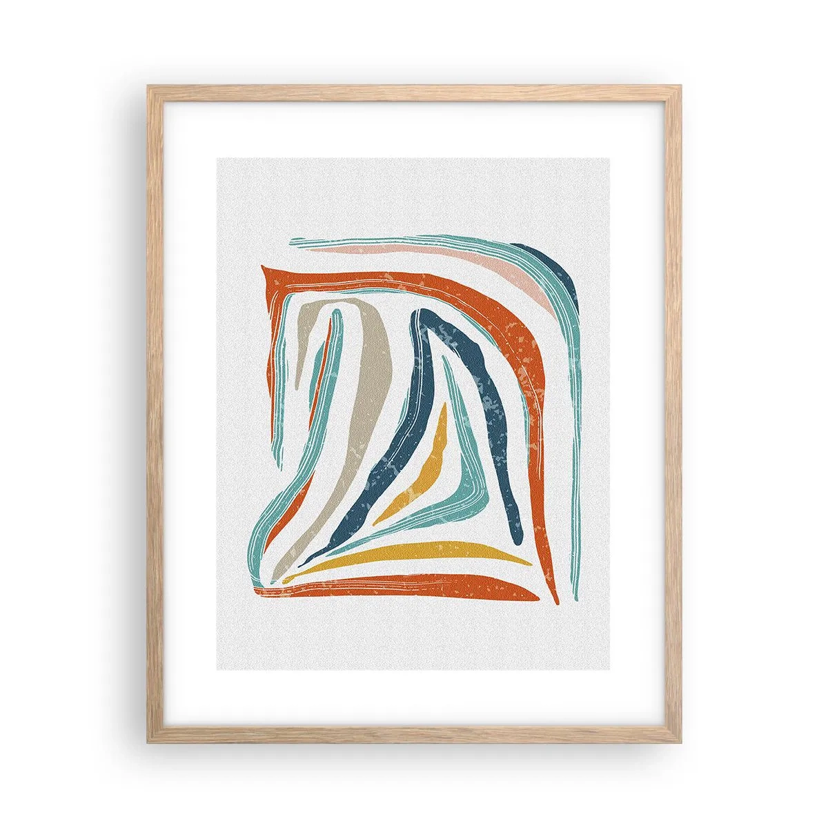 Poster în ramă de stejar deschis - Abstracție prietenoasă și zâmbitoare - 40x50 cm