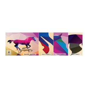 Mostră tapet autocolant Deluxe Sticker - Cubismul mai trăiește - Animale, Cal, Figura geometrică - 100x30 cm