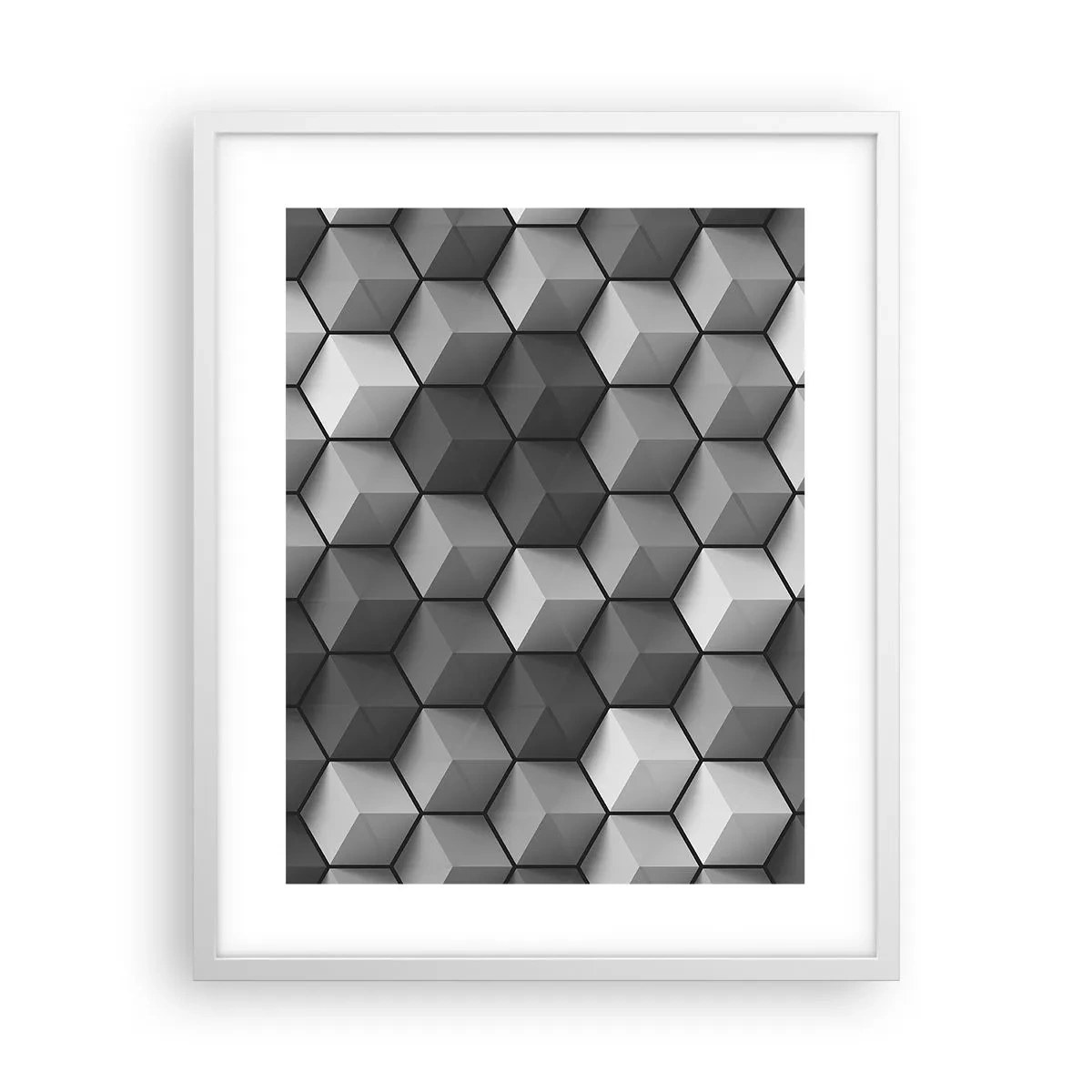 Poster în ramă albă - Puzzle cubist - 40x50 cm