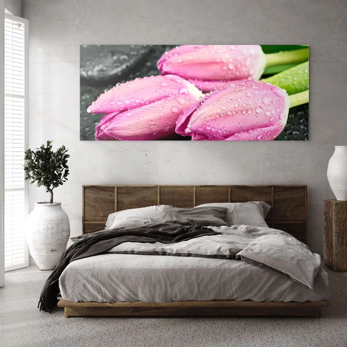 Tablou pe sticlă - Pe piatră neagră - 90x30 cm