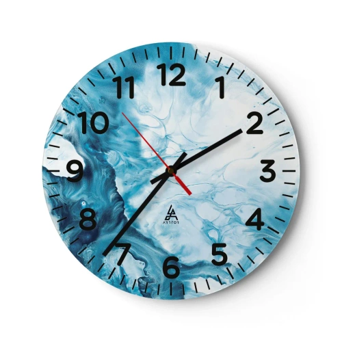 Ceas de perete - Ceas pe sticlă - Concert de nuanțe de albastru - 40x40 cm