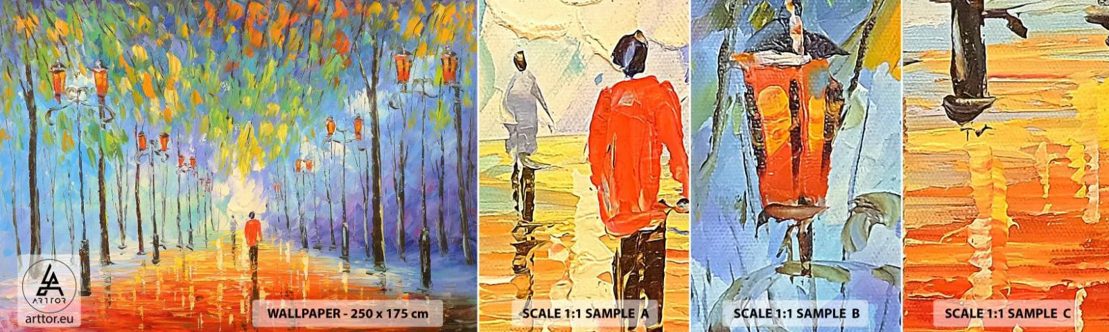 Mostră de Tapet Standard Eco - Cântecul de noapte al ploii - Park Avenue, Peisaj, Copaci - 100x30 cm