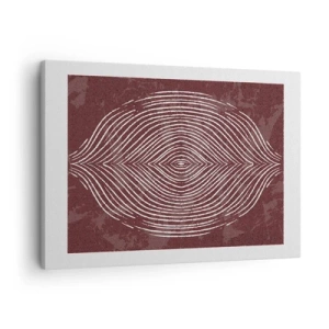 Tablou pe pânză Canvas - Unde simetrice în linii albe pe un fundal maro - 70x50cm - Spațiul vorbește - Decorațiune modernă pentru perete pentru living și dormitor ARTTOR