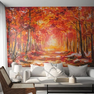 Tapet Premium Sand - Pădurea de cupru - Toamnă, Parc, Peisaj - 100x70 cm