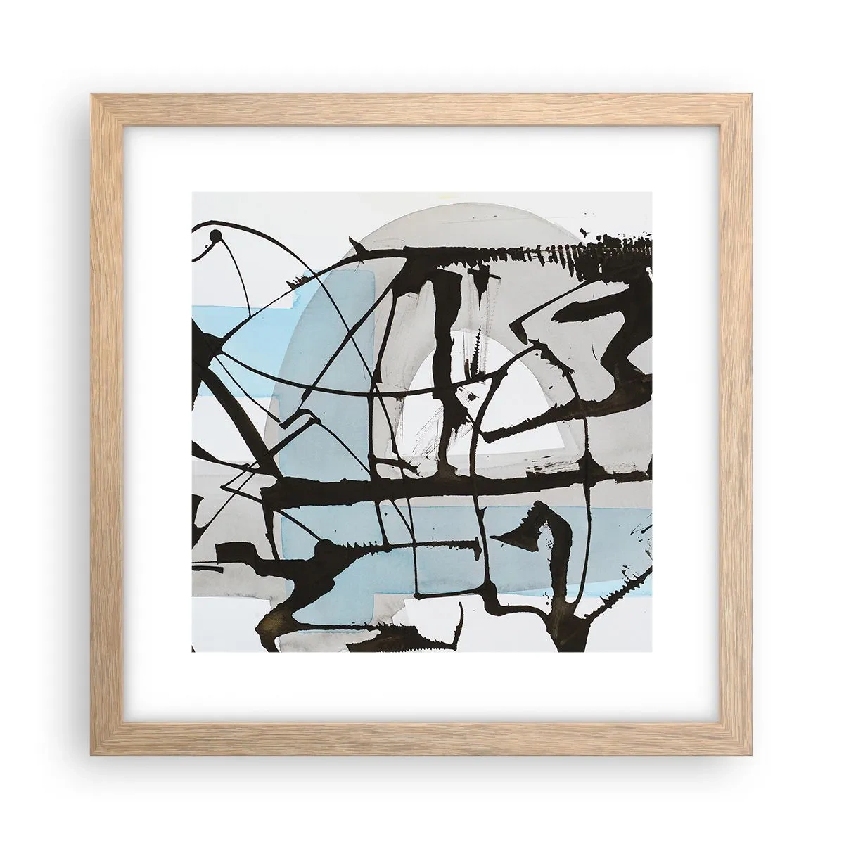 Poster în ramă de stejar deschis - Cu toate acestea, albastru - 30x30 cm