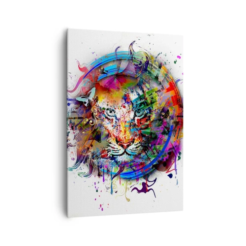 Tablou pe pânză - Ascunzându-se în spatele voalului curcubeu - 70x100 cm