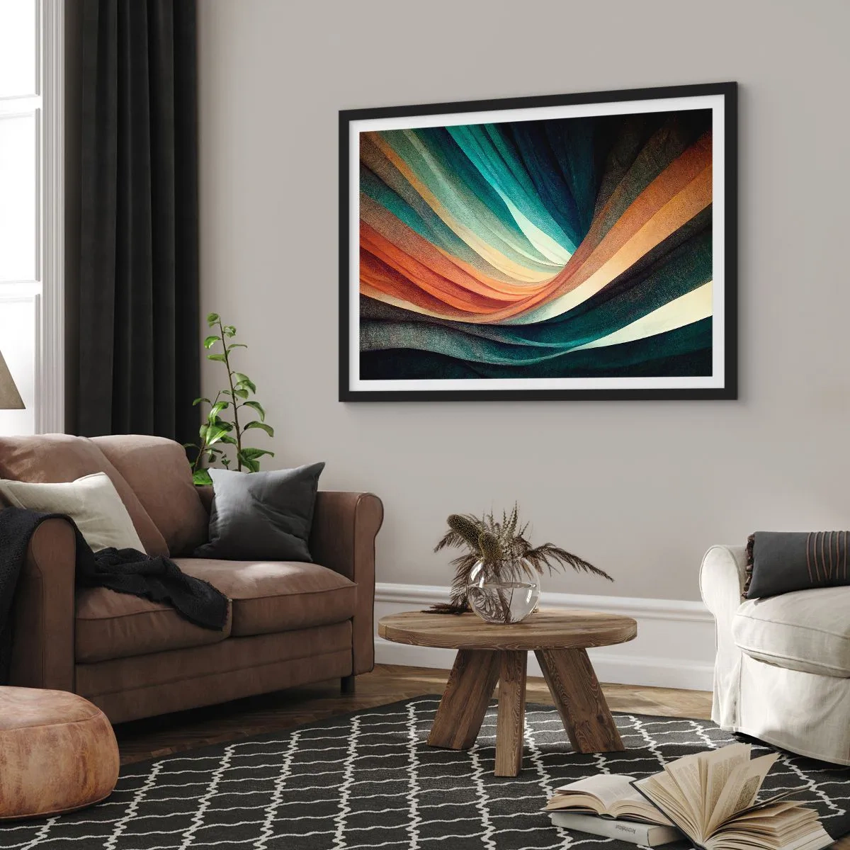 Poster în ramă neagră - Țesute din culori - 100x70 cm