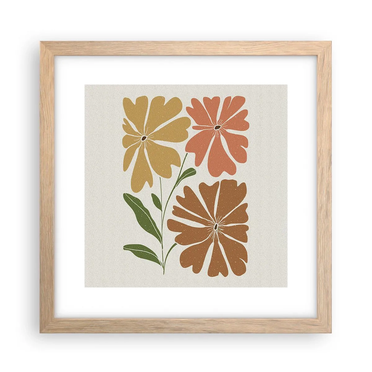Poster în ramă de stejar deschis - Natură și geometrie - 30x30 cm