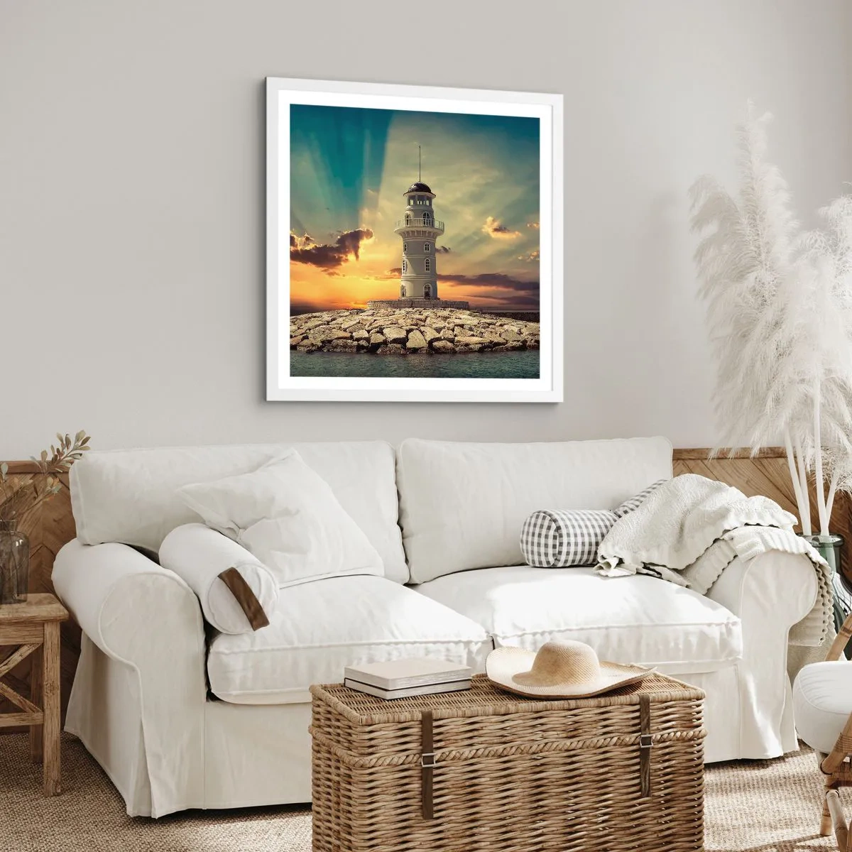 Poster în ramă albă - Lumină - Bunătate - Frumusețe - 40x40 cm