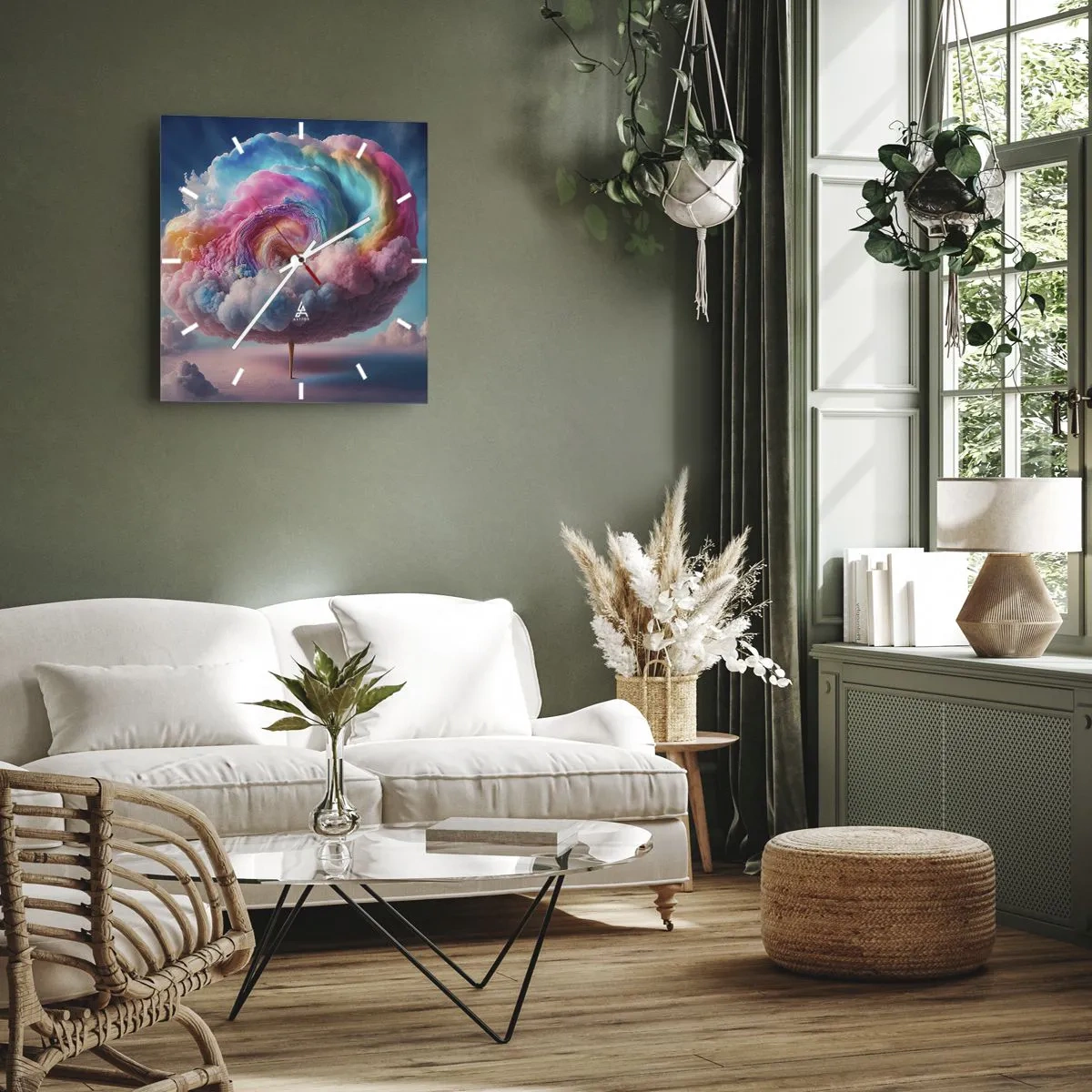 Ceas de perete - Ceas pe sticlă - Visul unui parc de distracții - 40x40 cm