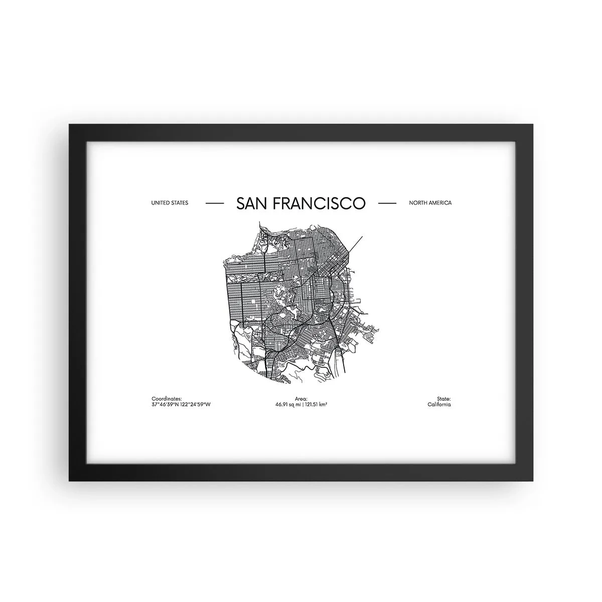 Poster în ramă neagră - Anatomia San Francisco - 40x30 cm