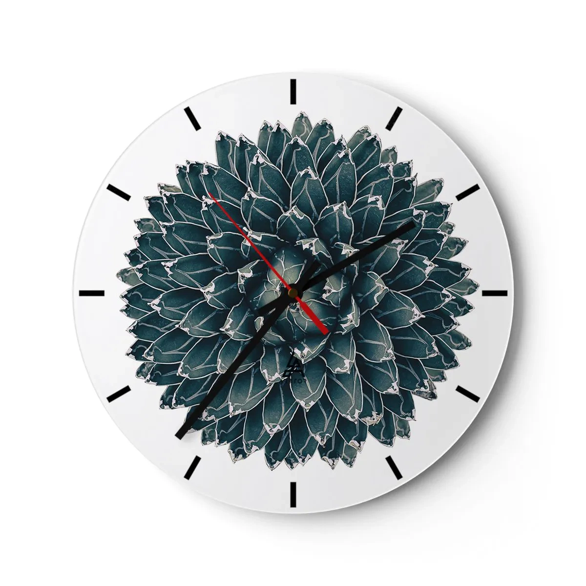 Ceas de perete - Ceas pe sticlă - Rozetă suculentă simetrică în nuanțe de verde - 30x30cm - Steaua deșertului - Decorațiune modernă pentru perete pentru living, bucătărie și dormitor ARTTOR