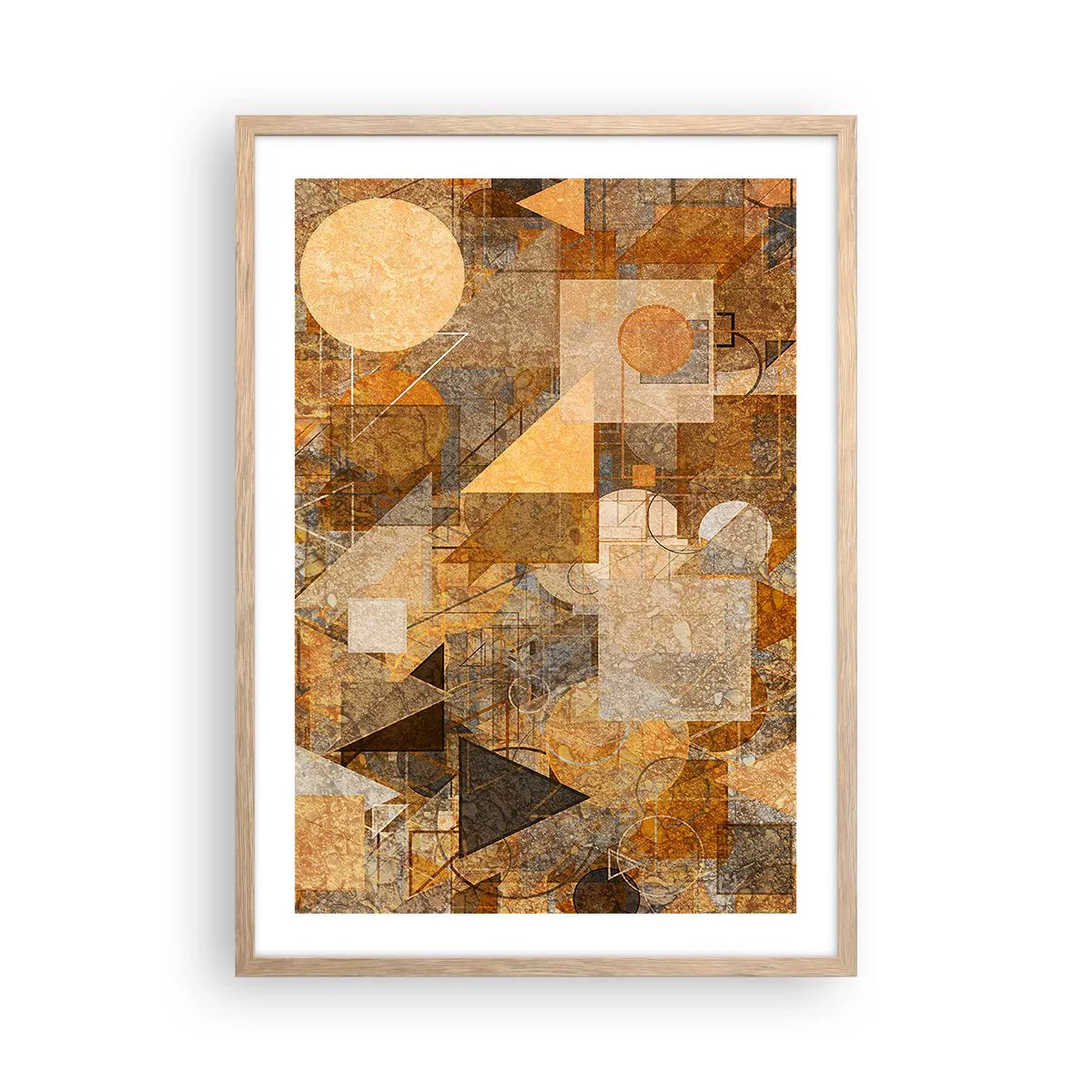 Poster în ramă de stejar deschis - Studiu cubist de bronz - 50x70 cm