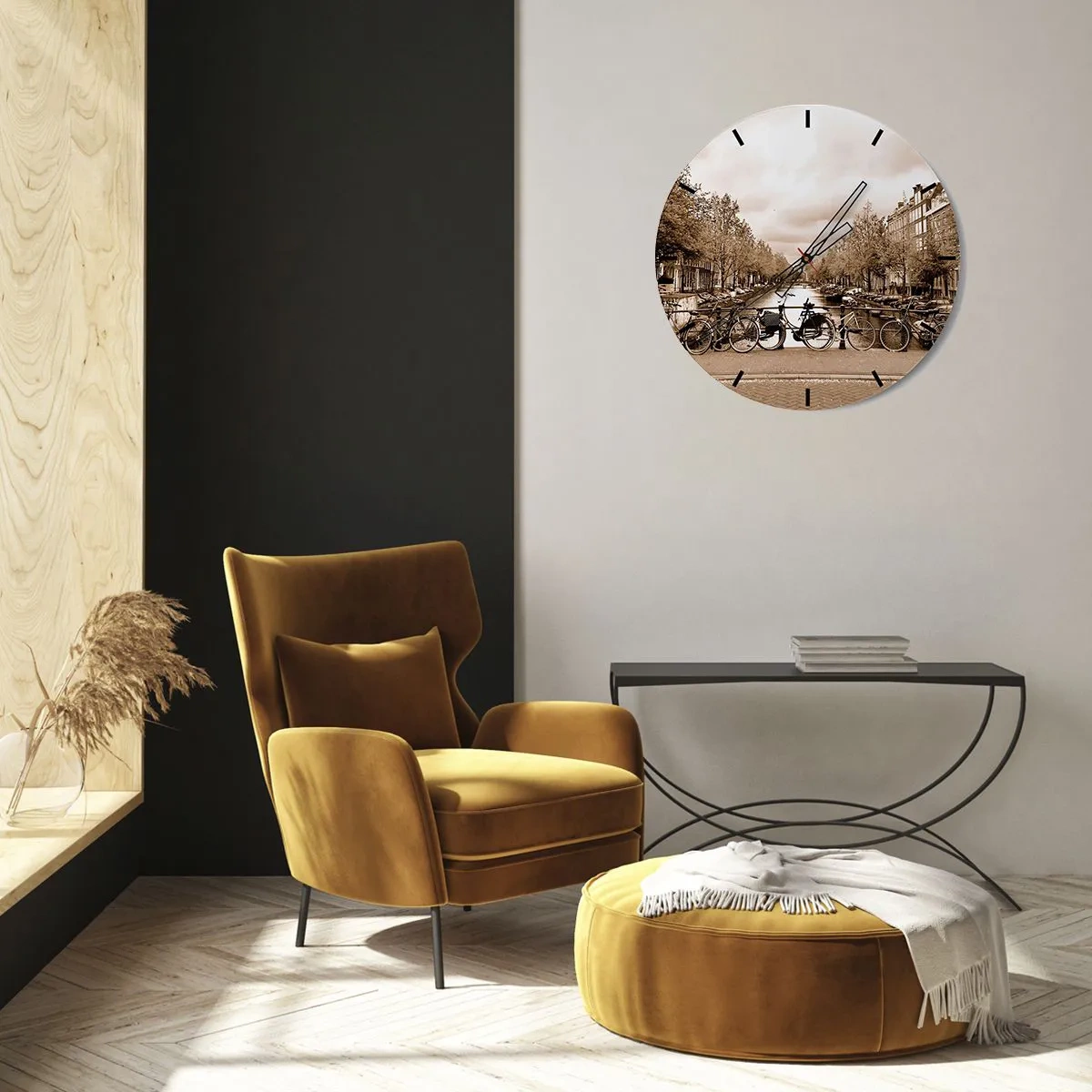 Ceas de perete - Ceas pe sticlă - Atmosfera olandeză - 30x30 cm