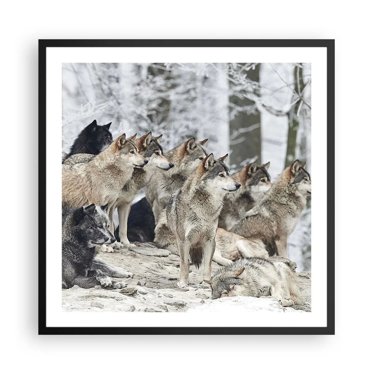 Poster în ramă neagră - Familie și prieteni - 60x60 cm