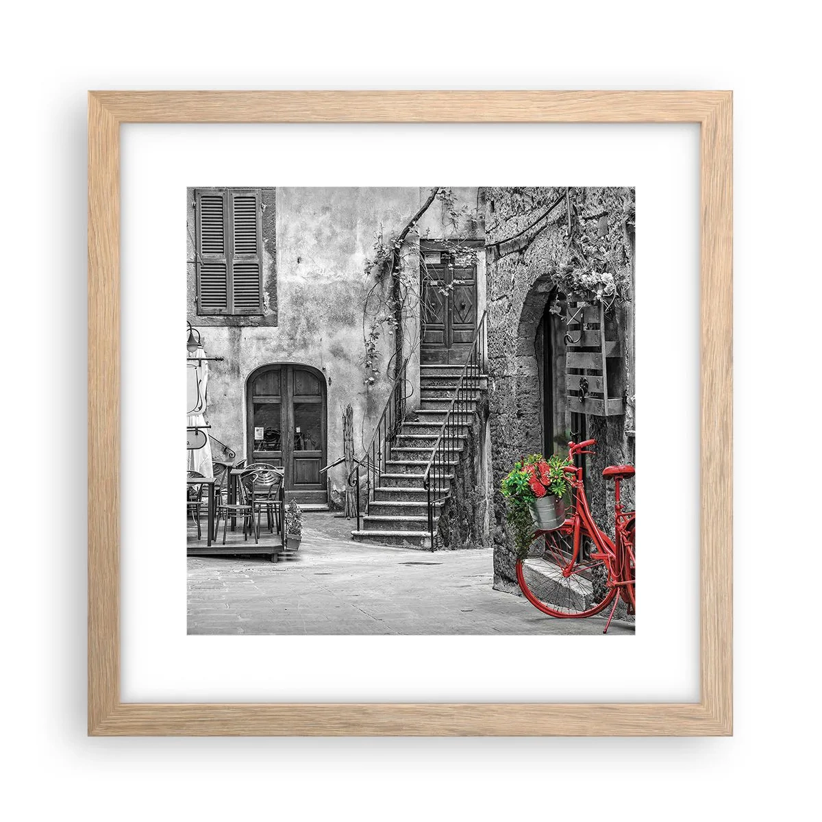 Poster în ramă de stejar deschis - Alee din Toscana - 30x30 cm