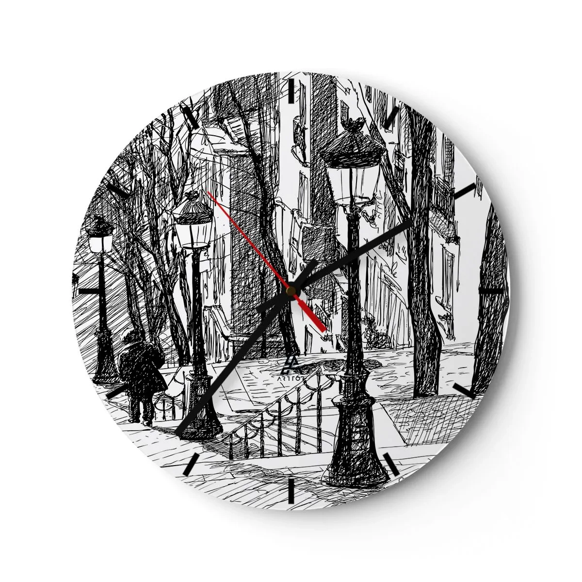 Ceas de perete - Ceas pe sticlă - Poveste de dragoste sau poveste de groază? - 40x40 cm