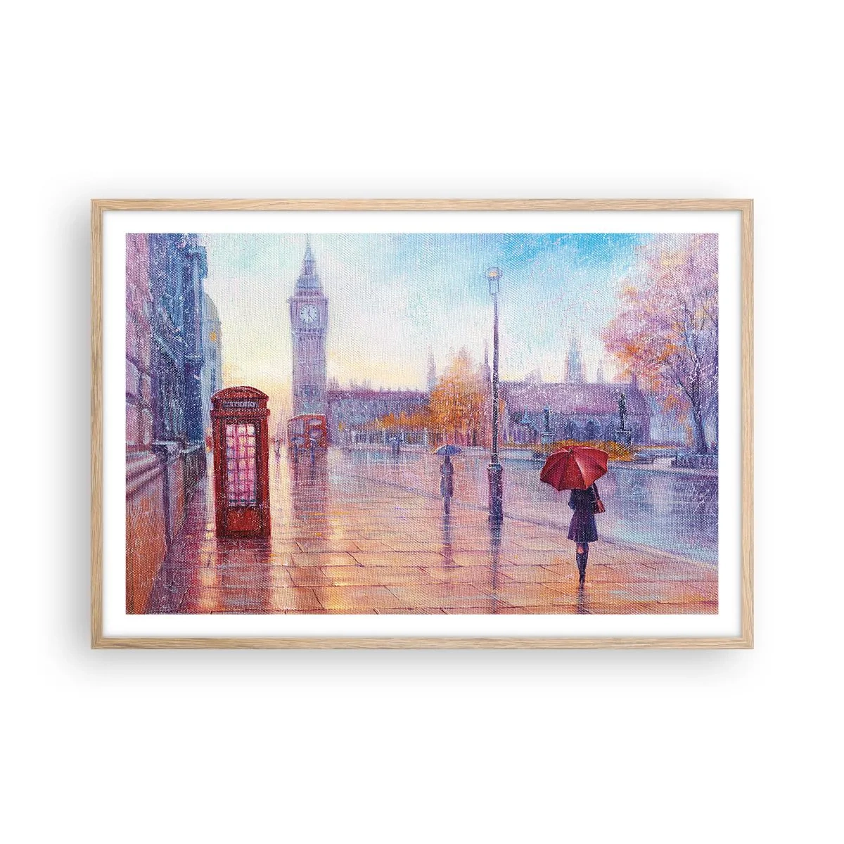 Poster în ramă de stejar deschis - O zi de toamnă londoneză - 91x61 cm