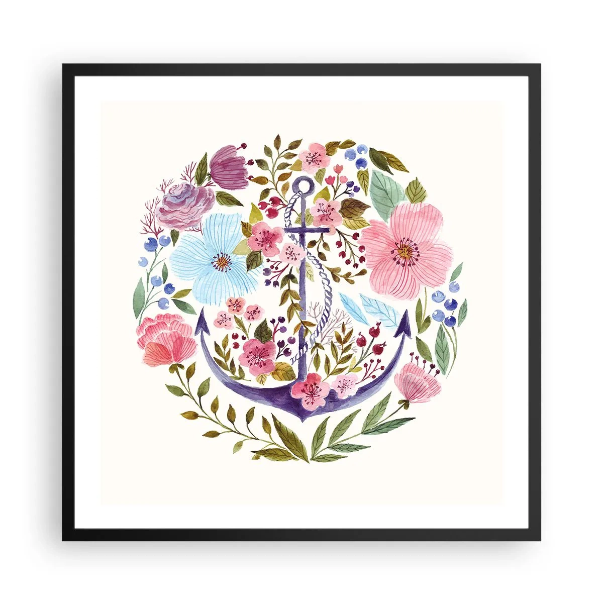 Poster în ramă neagră - Somnul bun al marinarului - 60x60 cm