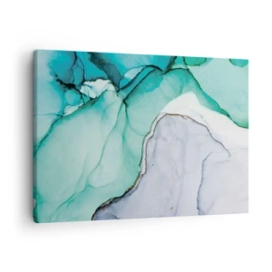 Tablou pe pânză Canvas - Model abstract în nuanțe de turcoaz și alb - 70x50cm - Studiu în turcoaz - Decorațiune modernă pentru perete pentru living și dormitor ARTTOR