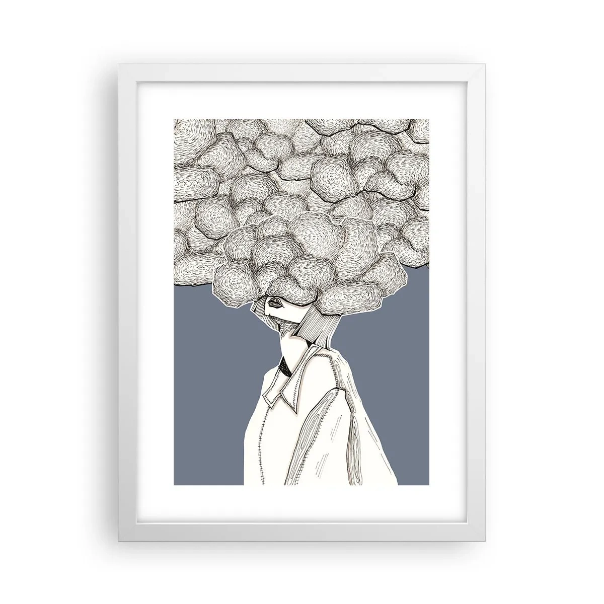 Poster în ramă albă - Cu capul în nori - 30x40 cm