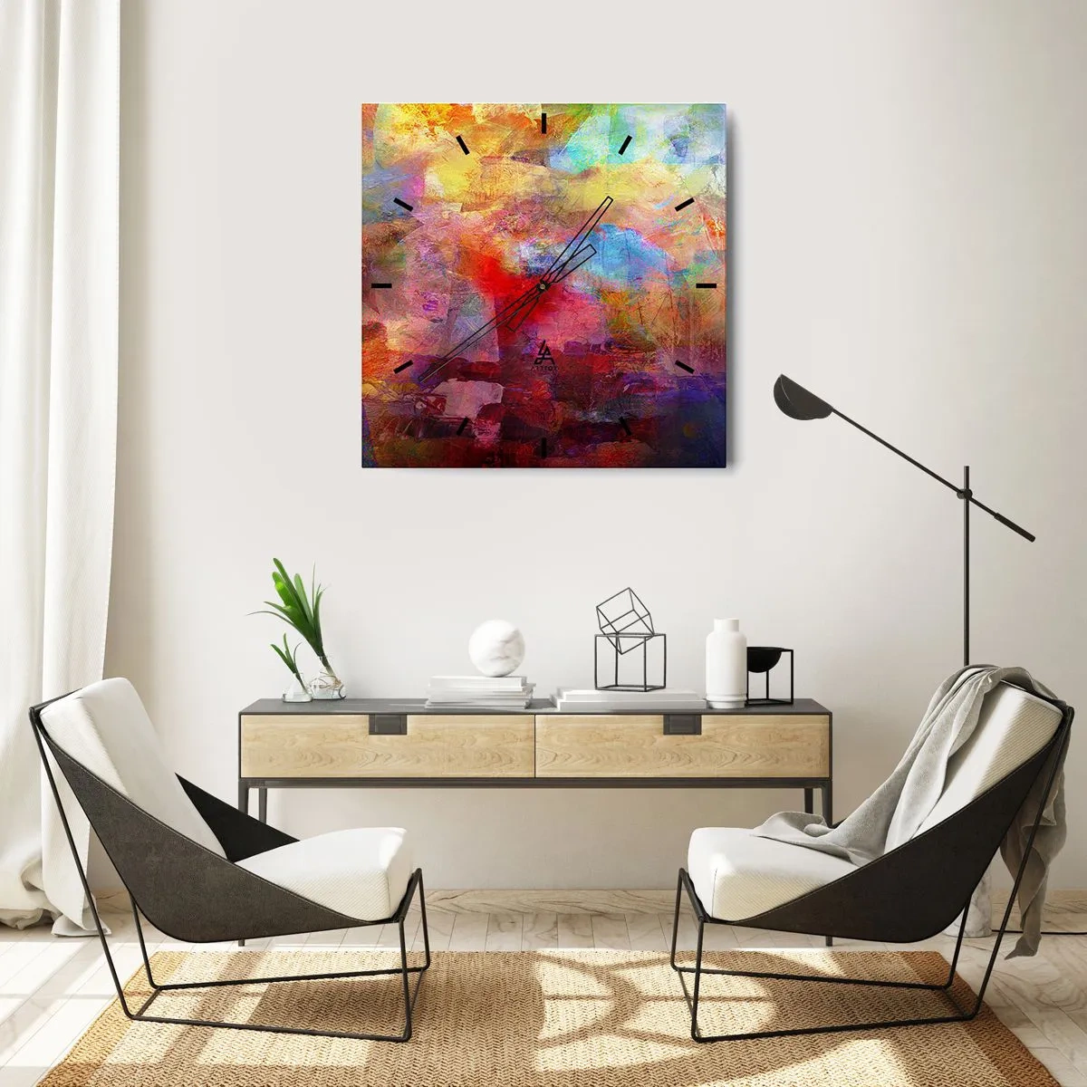 Ceas de perete - Ceas pe sticlă - O privire în interiorul curcubeului - 30x30 cm