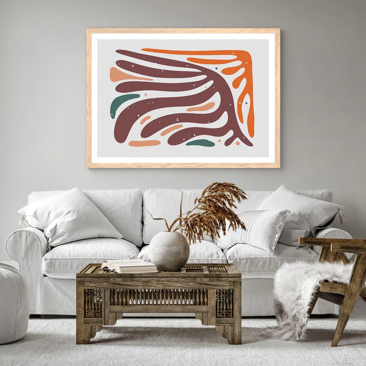 Poster în ramă de stejar deschis - Compoziție organică radială - 91x61 cm