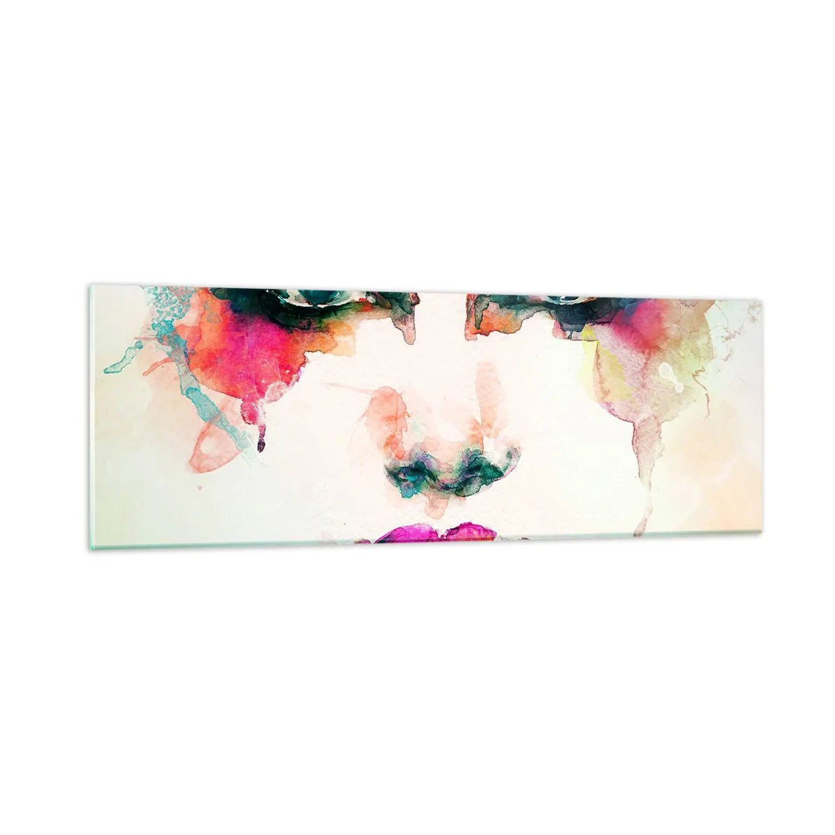 Tablou pe sticlă - Portret pictat cu un curcubeu - 90x30 cm