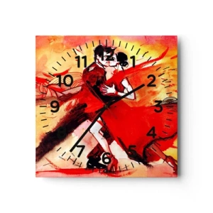 Ceas de perete - Ceas pe sticlă - Ritmul pasiunii purpuriu - 40x40 cm