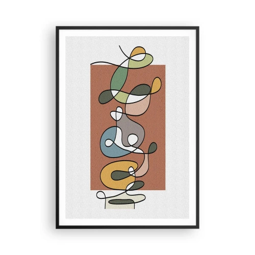 Poster în ramă neagră - Abstracție: un dans colorat - 70x100 cm