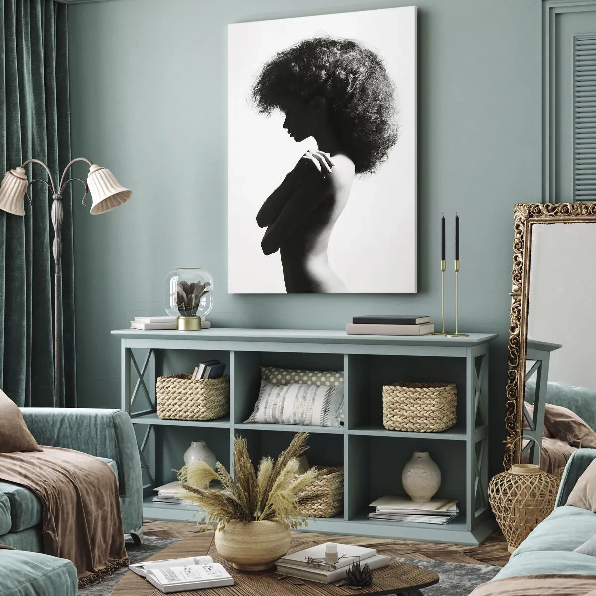 Tablou pe pânză - Ca o floare pe o tulpină subțire - 55x100 cm