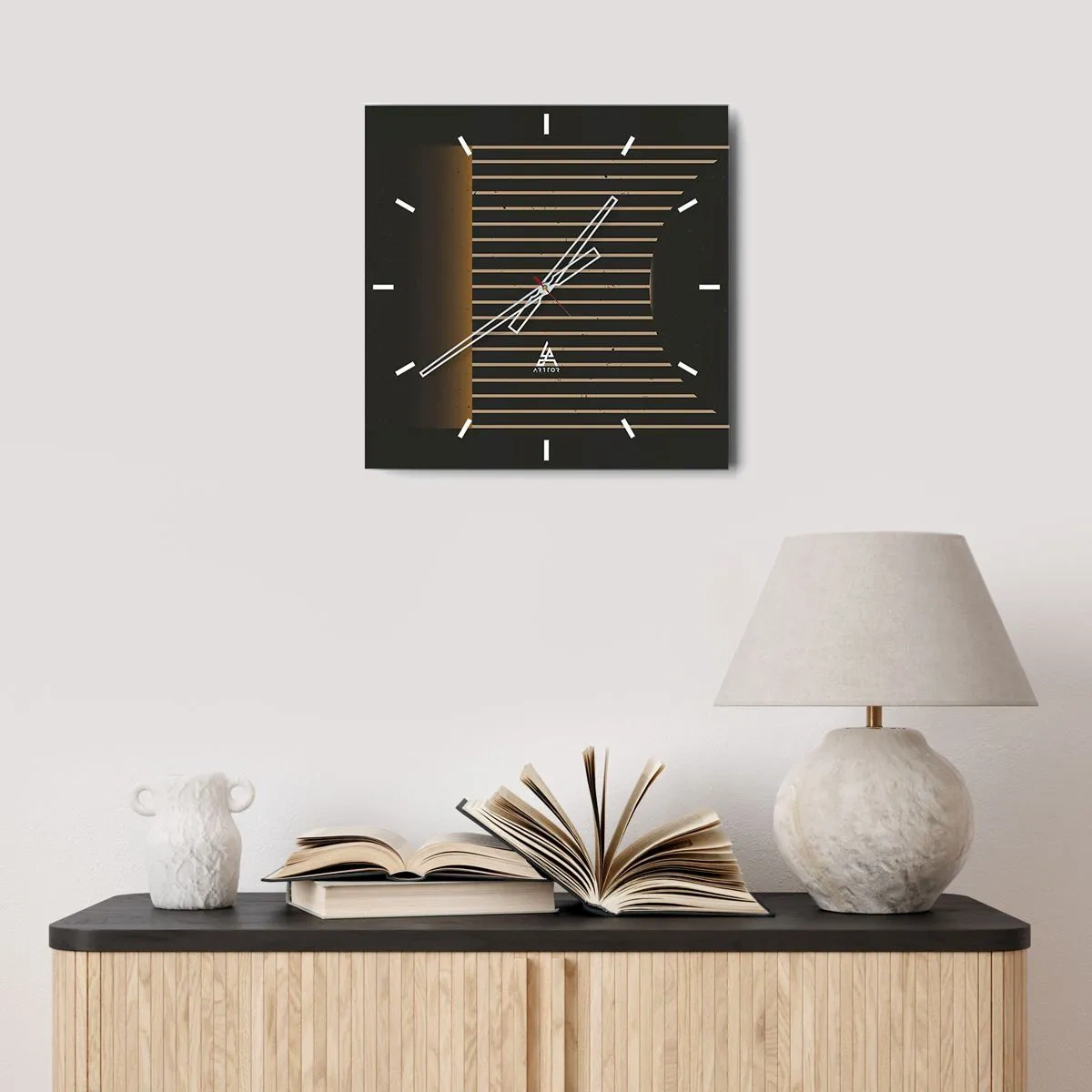 Ceas de perete - Ceas pe sticlă - Explorați întunericul - 30x30 cm