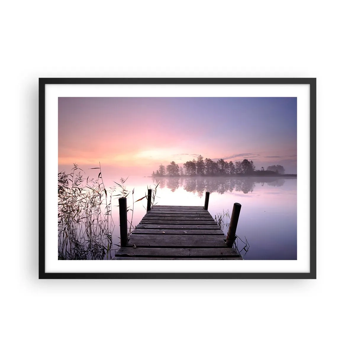 Poster în ramă neagră - Din ceața de liliac... - 70x50 cm