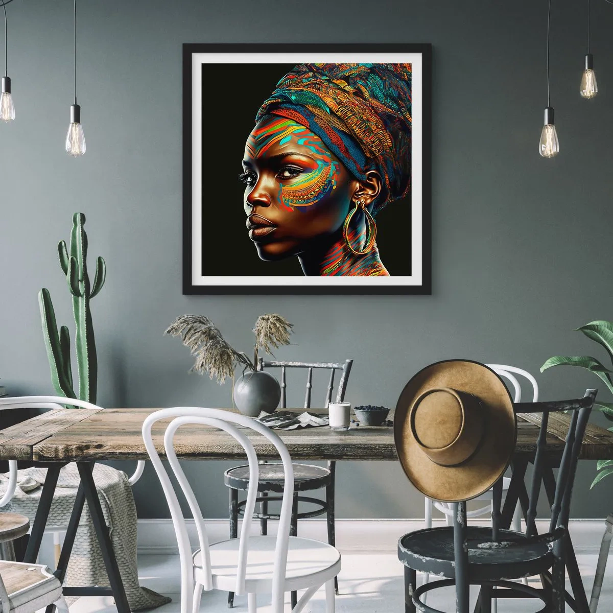 Poster în ramă neagră - Regina africană - 50x50 cm